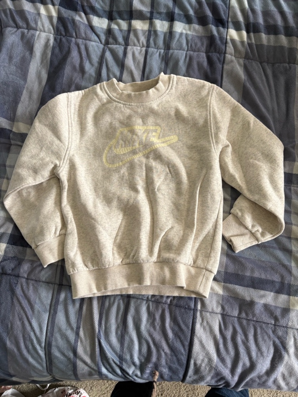 Nike Cream Crewneck Sweatshirt with Yellow Logo